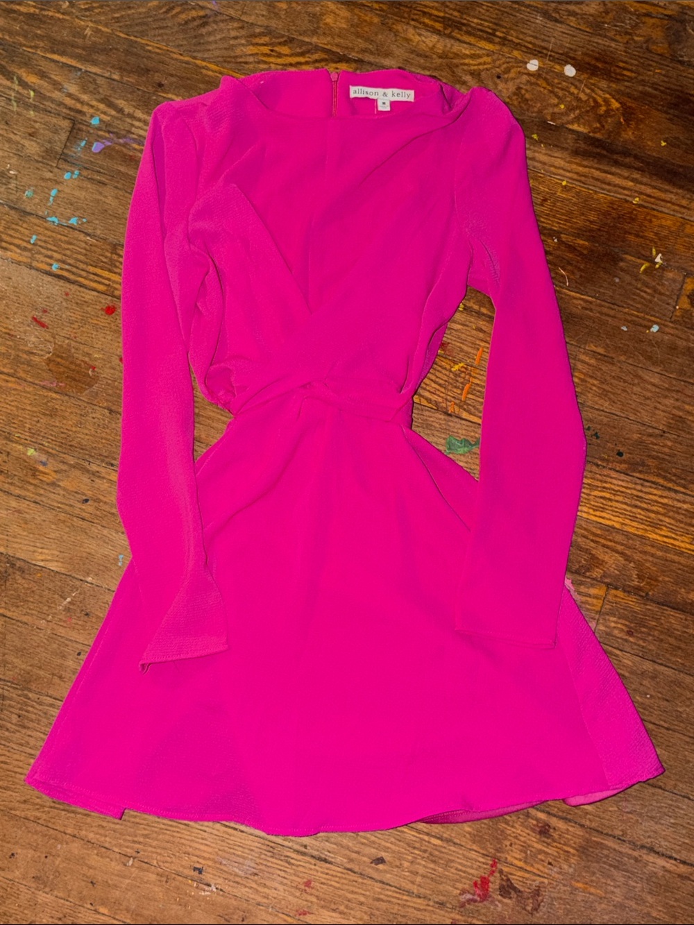 Allison & Kelsy Fuchsia Long-Sleeve Wrap Dress